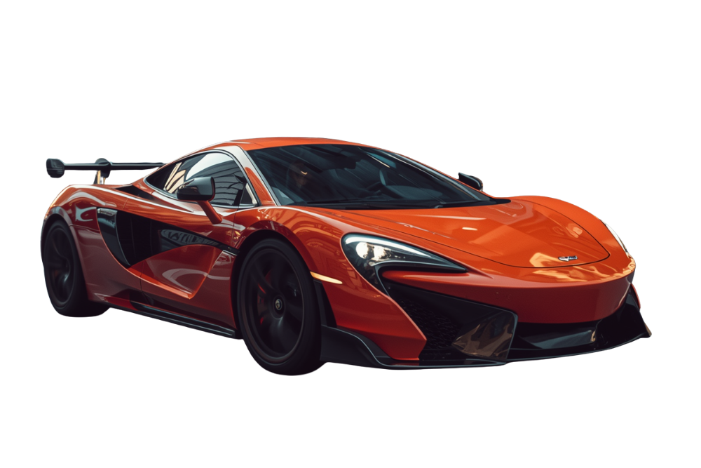 Orange Sports car with transparent background
