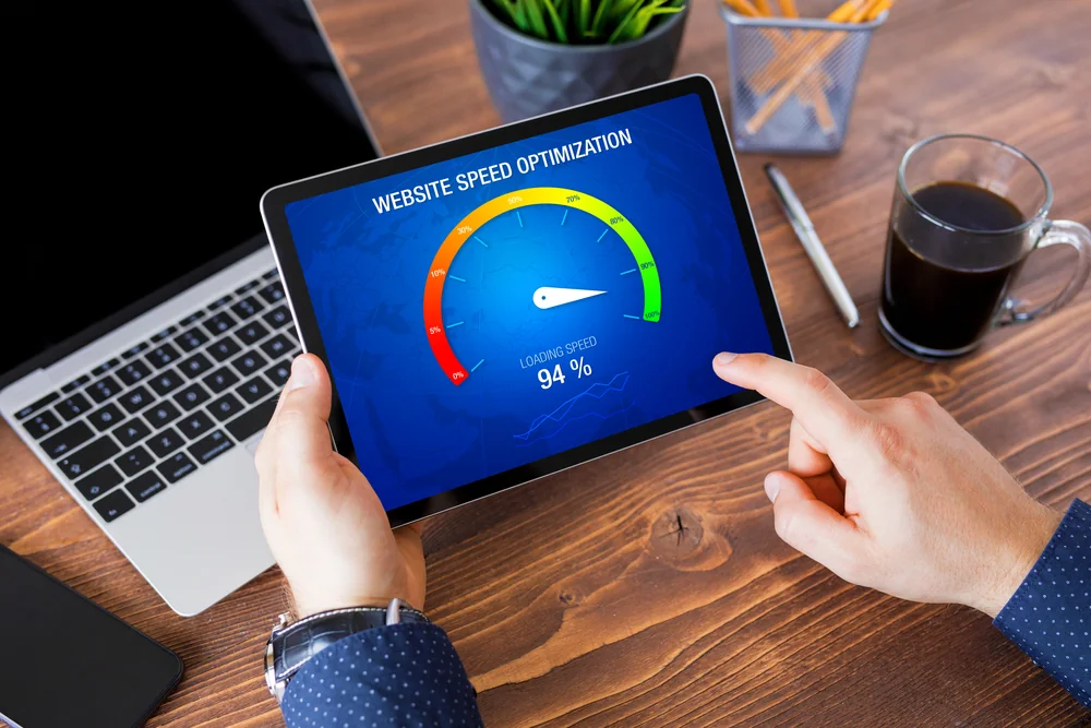 A man is showing off his search engine optimization evaluation