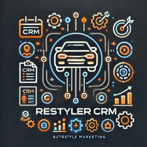 Restyler CRM graphic with a car and customer management icons