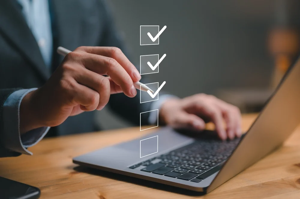 A man is currently doing some digital audit
